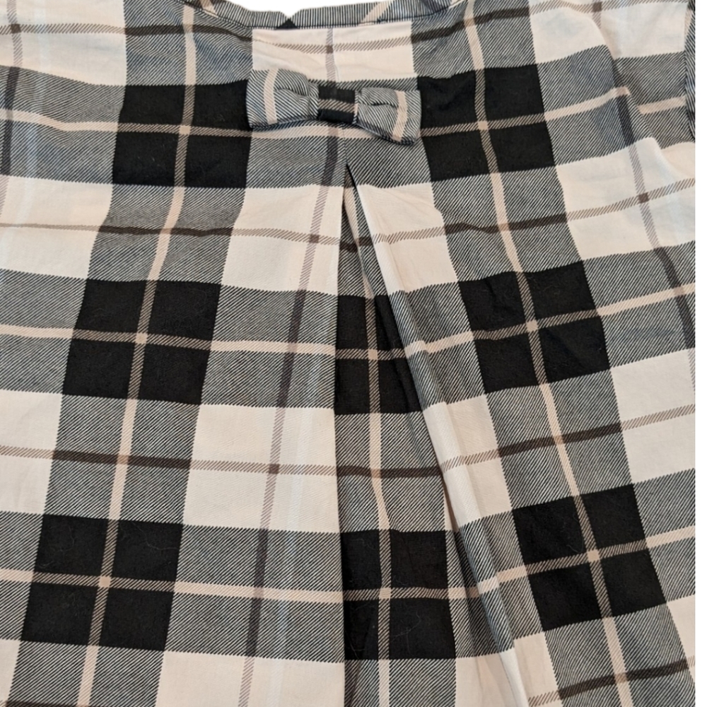 Kate Spade Cream Black Plaid Ruffle Button Popover Top Girls Size 14Y (XL) - Picture 7 of 8